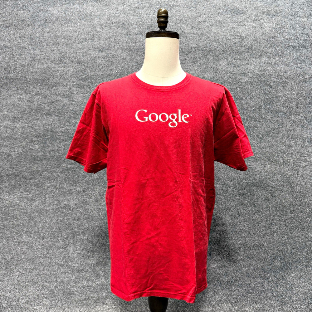 Google Logo T Shirt Mens XL Red Anvil Organic Cotton Tech Company Corporate Tee